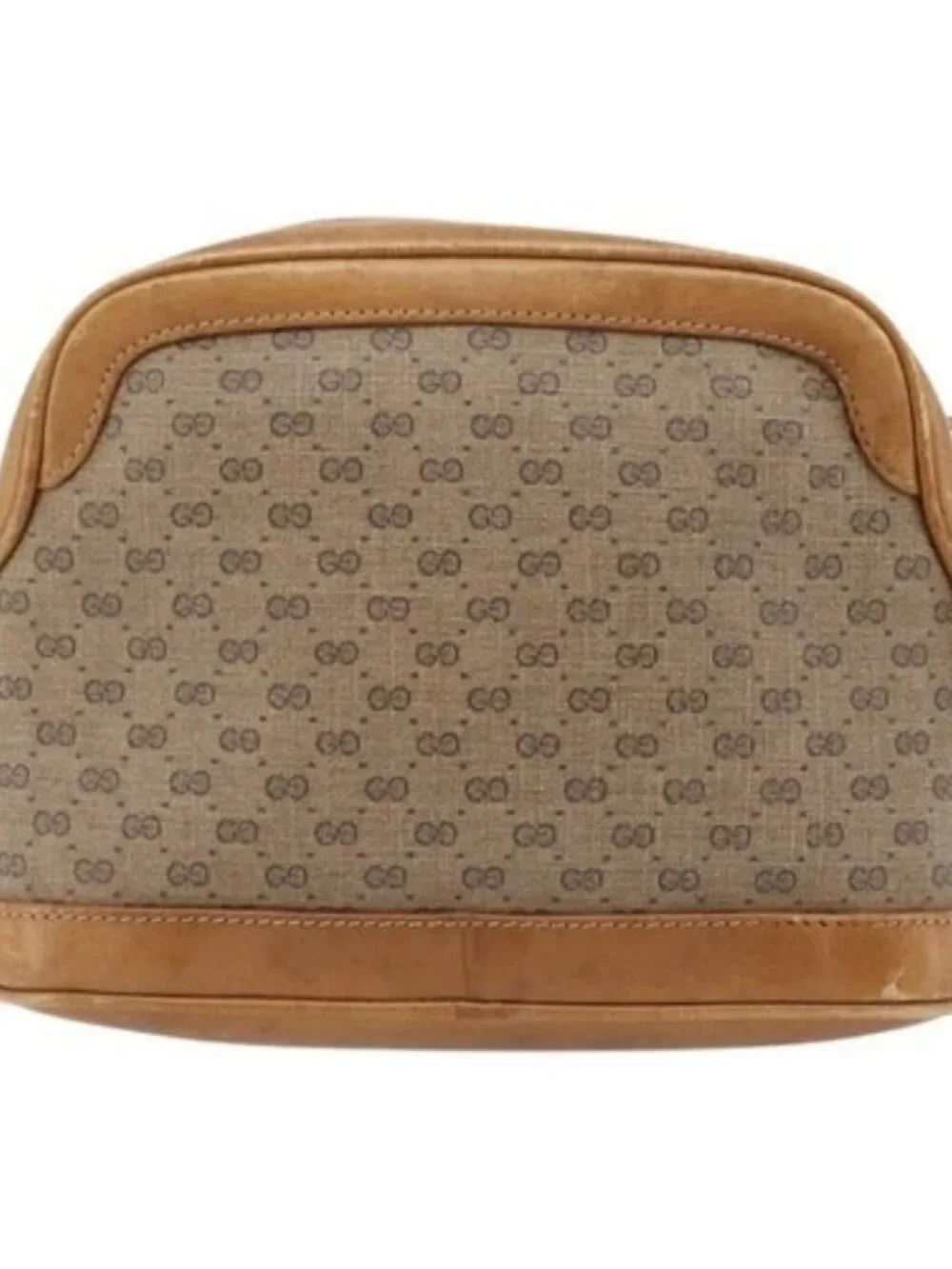 GUCCI Micro GG Supreme Shoulder Bag PVC Beige Gold Auth ka4395